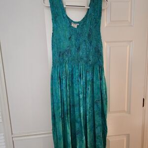 Sleeveless Teal Smocked Maxi Dress